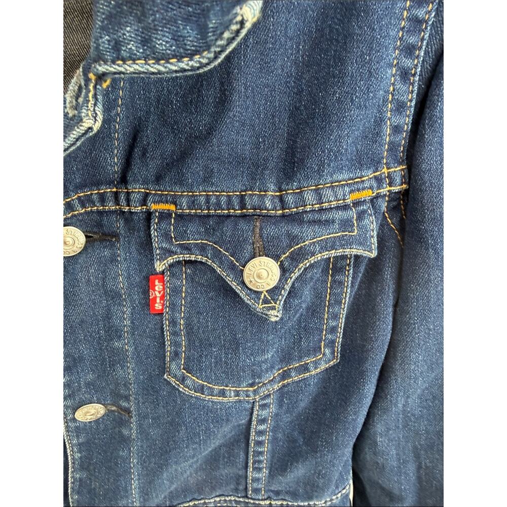Levi’s Type 1 Iconic Y2K western yoke long line denim jean jacket sz L Long - Picture 7 of 8